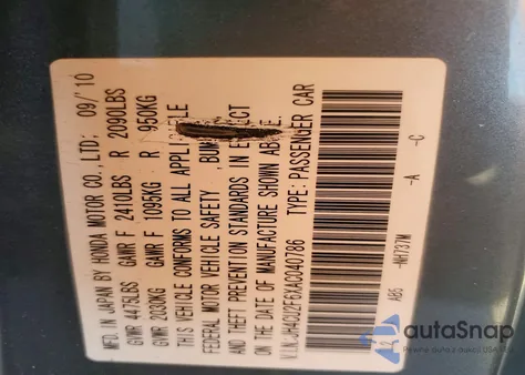 2010 Acura Tsx z USA, uszkodzony, nr VIN JH4CU2F6XAC040786